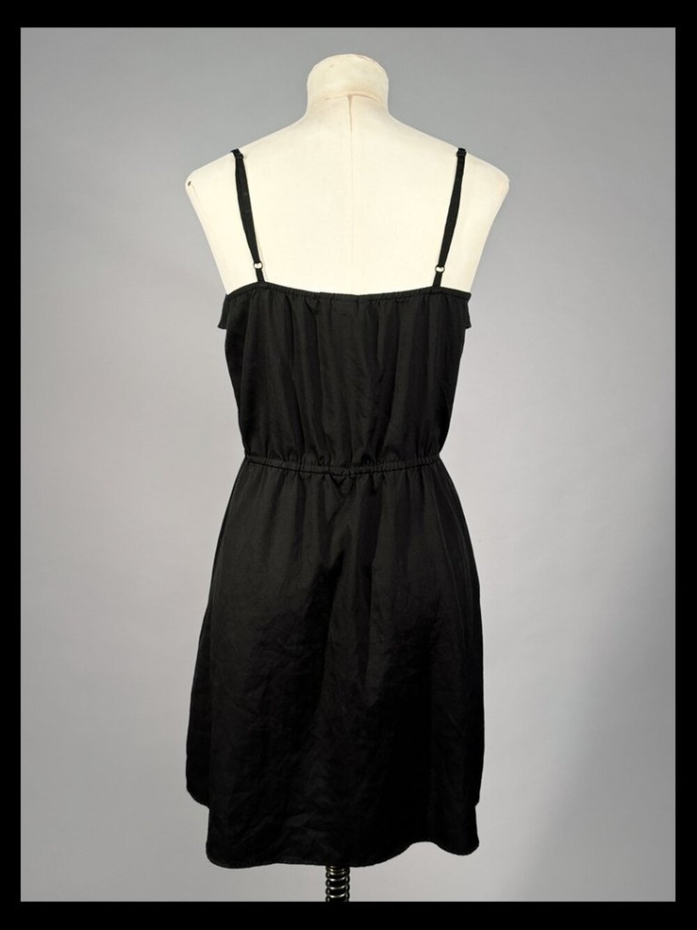 H&M Black Spaghetti Strap Mini Dress Flap Bodice Size 8 EUR 38 - Picture 3 of 4